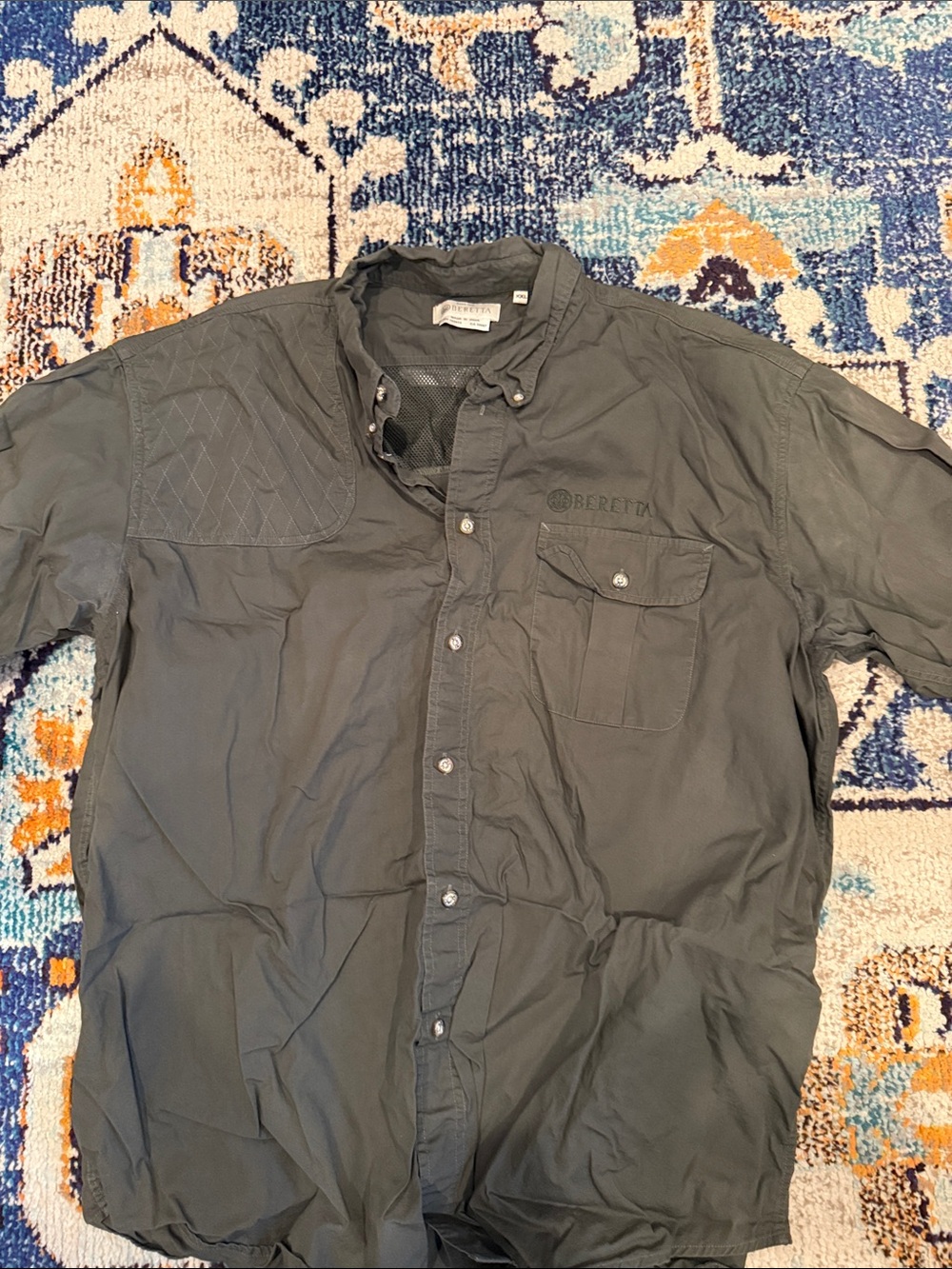 Beretta Men's Short-Sleeve Casual Button-Up Shirt — Gray